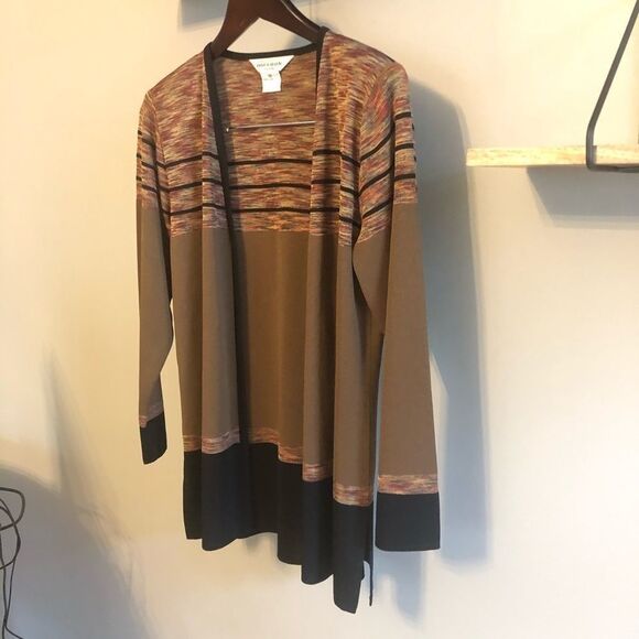 Exclusively Misook Striped Open Front Cardigan XS - Picture 5 of 13